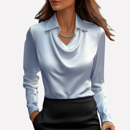 Ladies Silk Blouse with Flowy Neckline