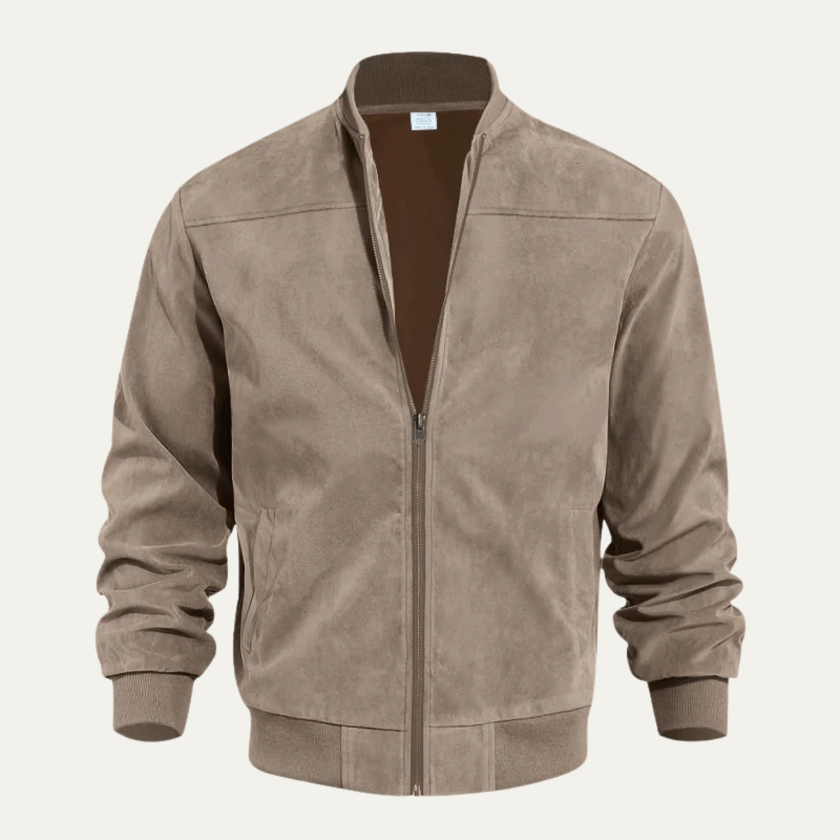 Classic Brown Leather Bomber Jacket for Men