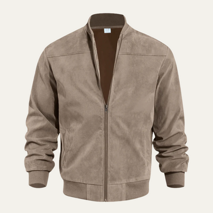 Classic Brown Leather Bomber Jacket for Men