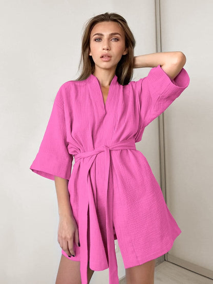 Elegant Long Sleeve Wrap Dress with Adjustable Belt