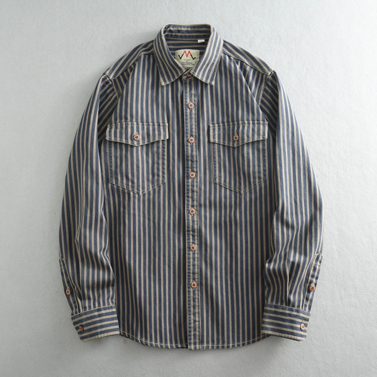 Timeless Mens Striped Relaxed Fit Button Down Shirt