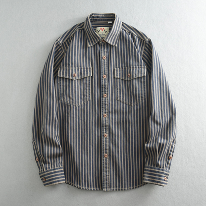 Timeless Mens Striped Relaxed Fit Button Down Shirt