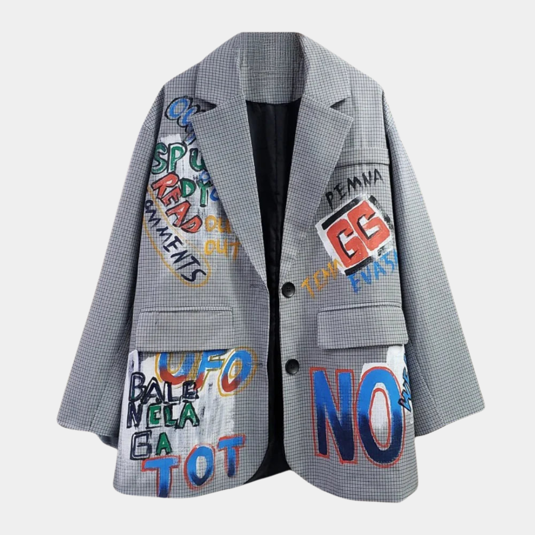 Large Fit Ladies Checked Suit Jacket - Olytrend