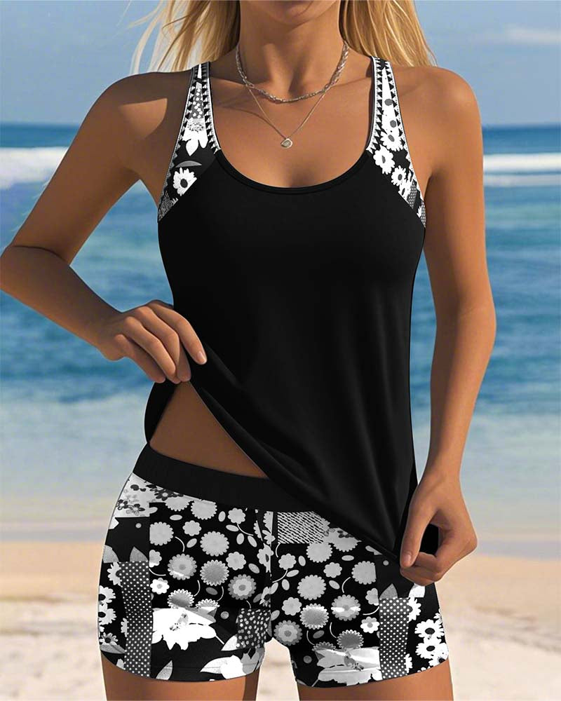 Women's 2 Piece Swimwear with Soft Floral Design