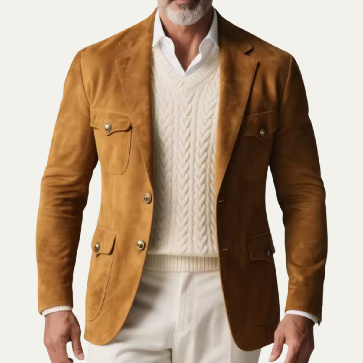 Stylish Men's Brown Suede Casual Jacket