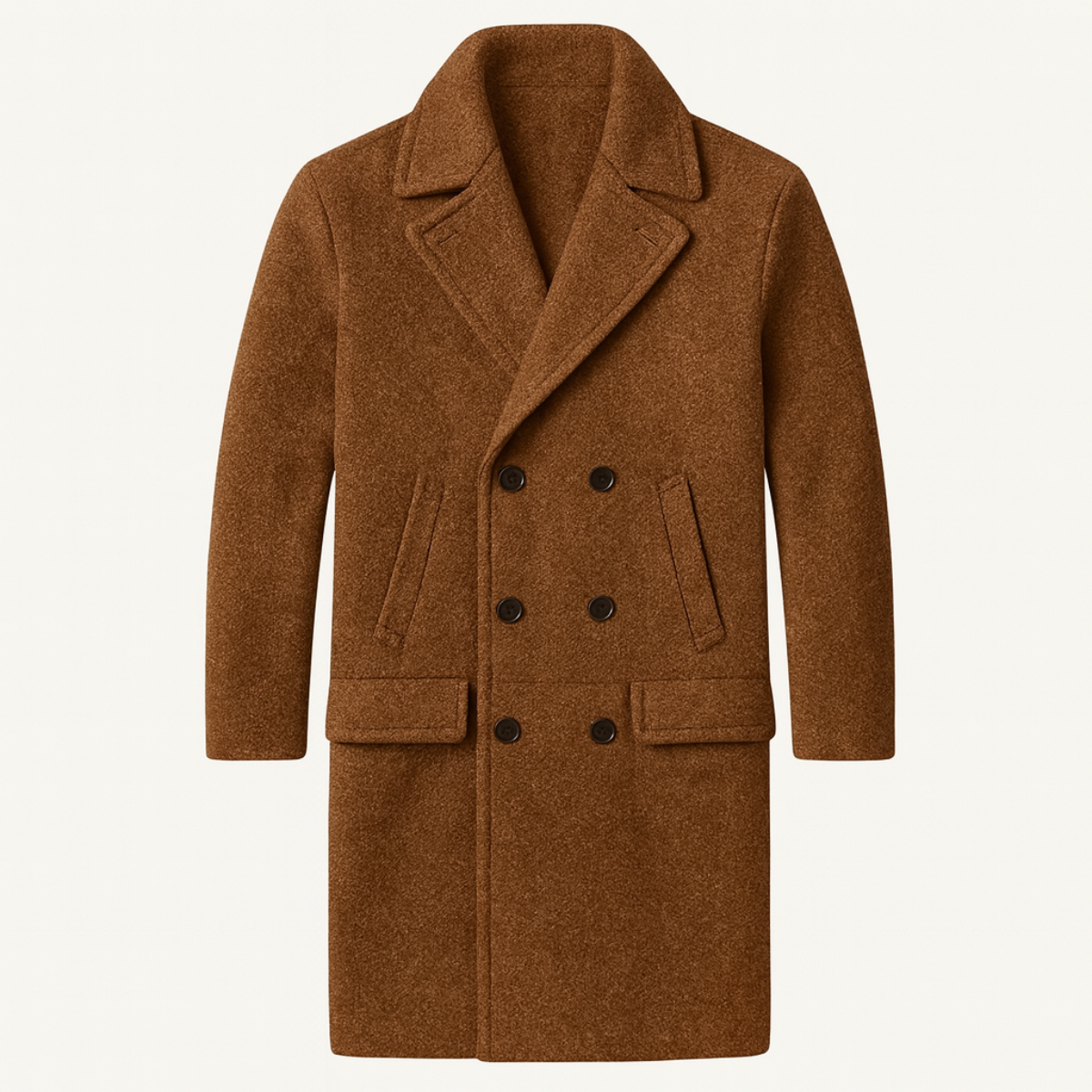 Classic Mens Wool Overcoat with Pockets - Nocini