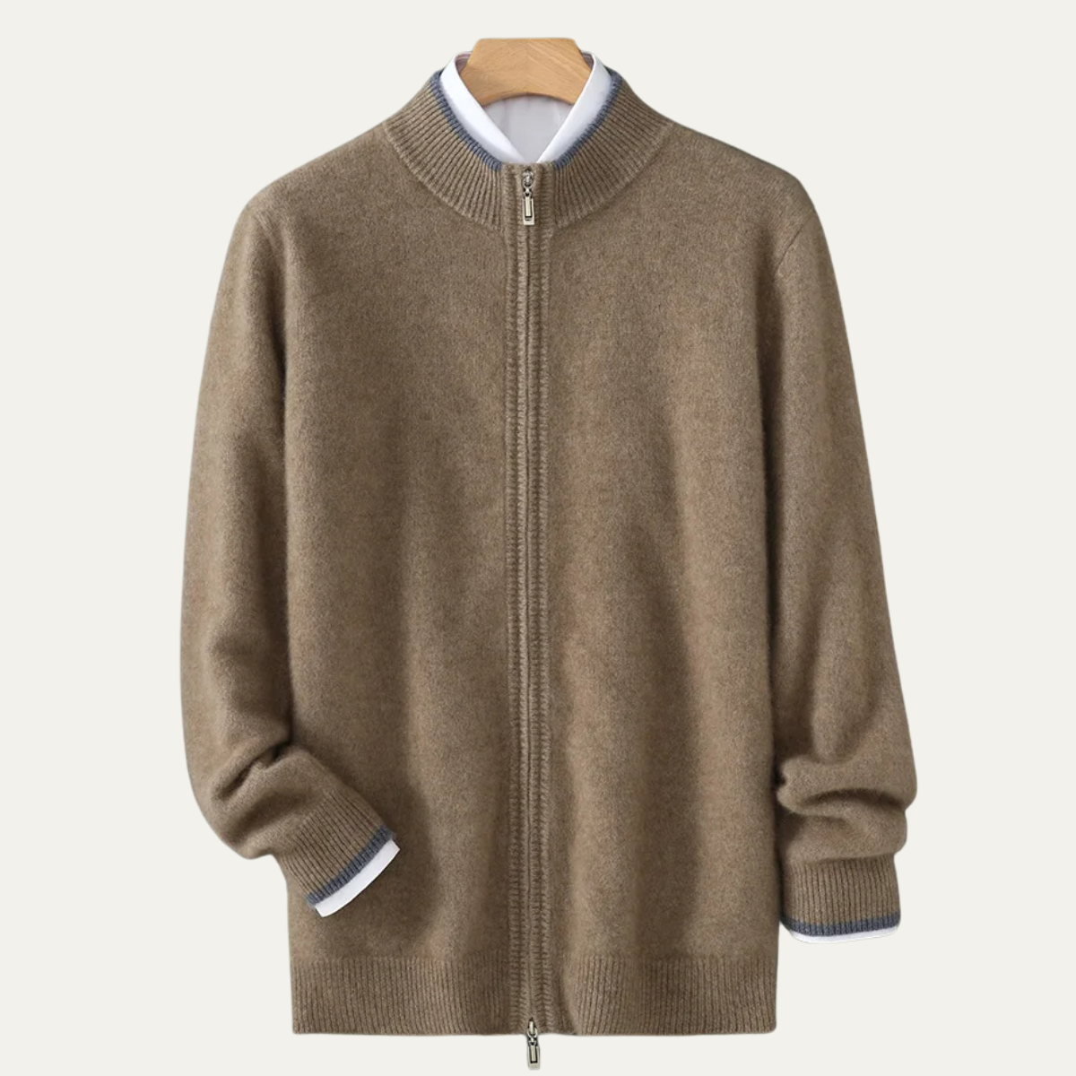 Cozy Men's Cashmere Zip Up Sweater