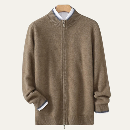 Cozy Men's Cashmere Zip Up Sweater