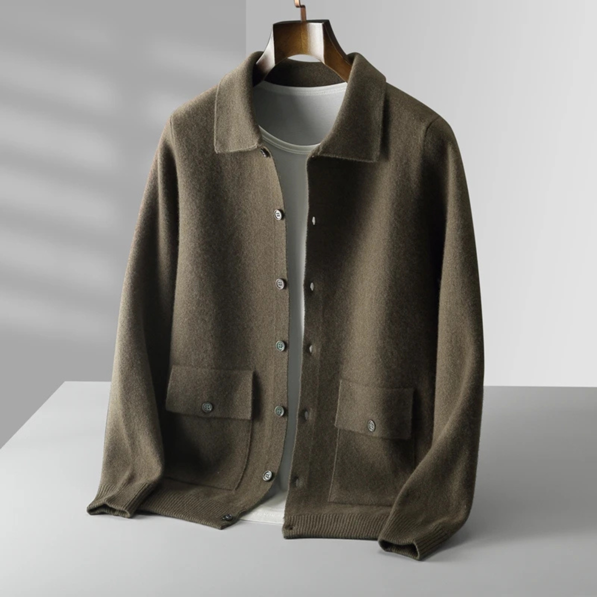 Soft Merino Wool Mens Knit Cardigan Sweater
