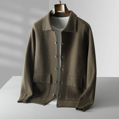 Soft Merino Wool Mens Knit Cardigan Sweater