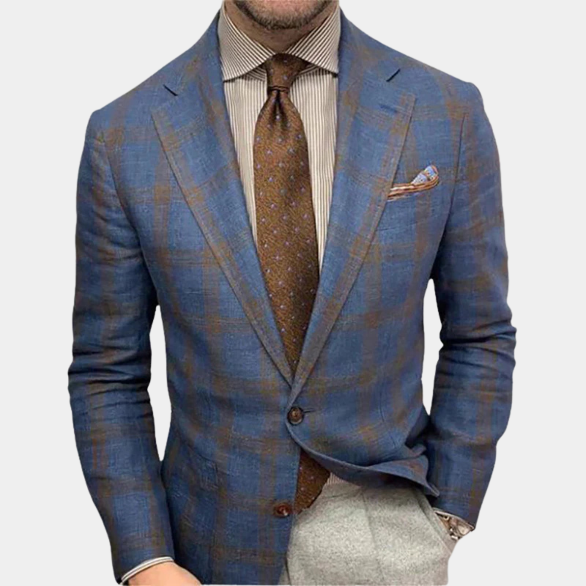 Slim Fit Plaid Blazer for Men