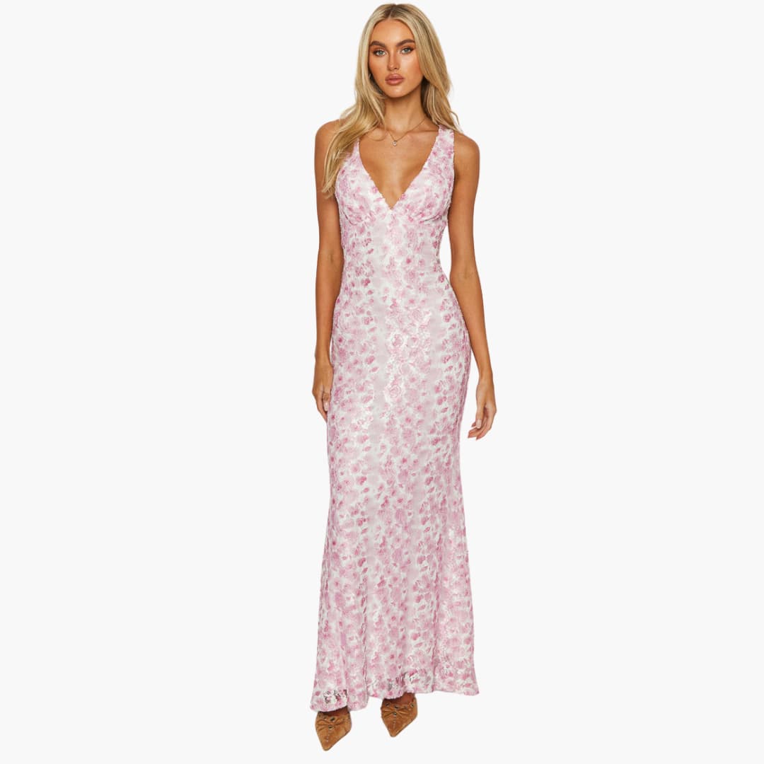 Chic V-Neck Maxi Dress for Women - Olytrend