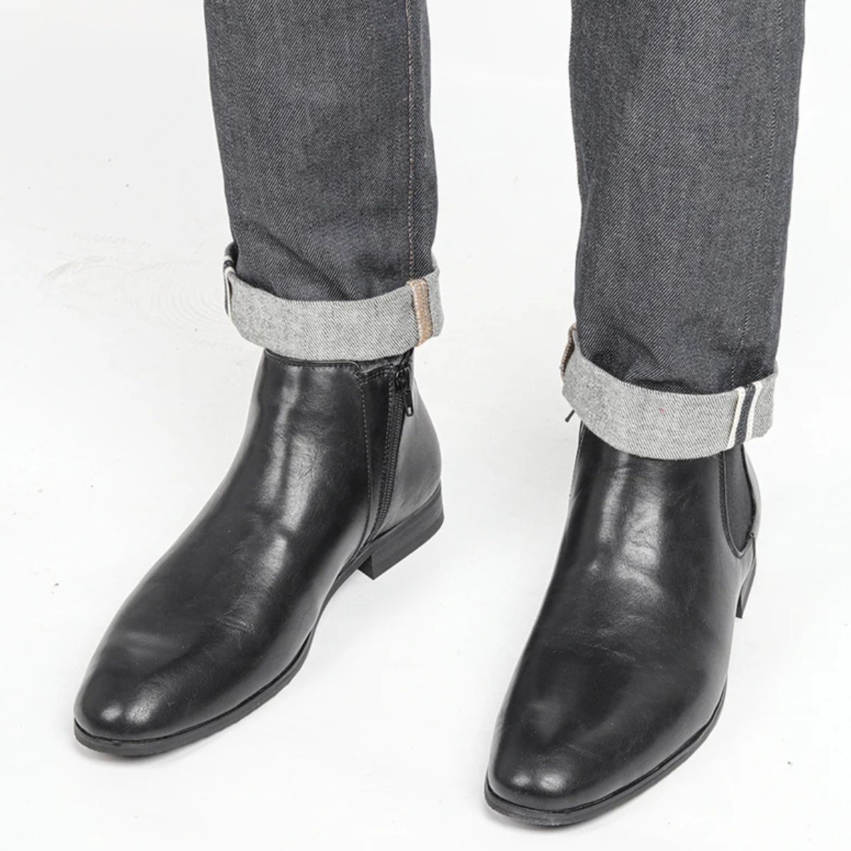 Classic Men's Leather Chelsea Ankle Boots with Stretch Sides