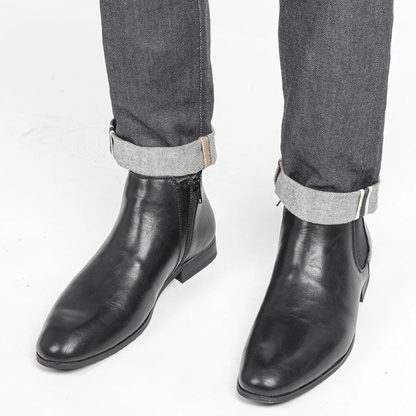 Classic Men's Leather Chelsea Ankle Boots with Stretch Sides