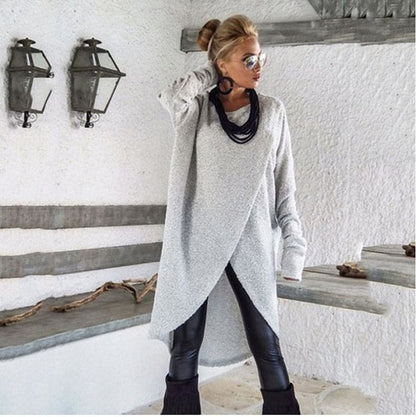 Cozy Oversized Woman Sweater Soft Asymmetric Hem - Nocini
