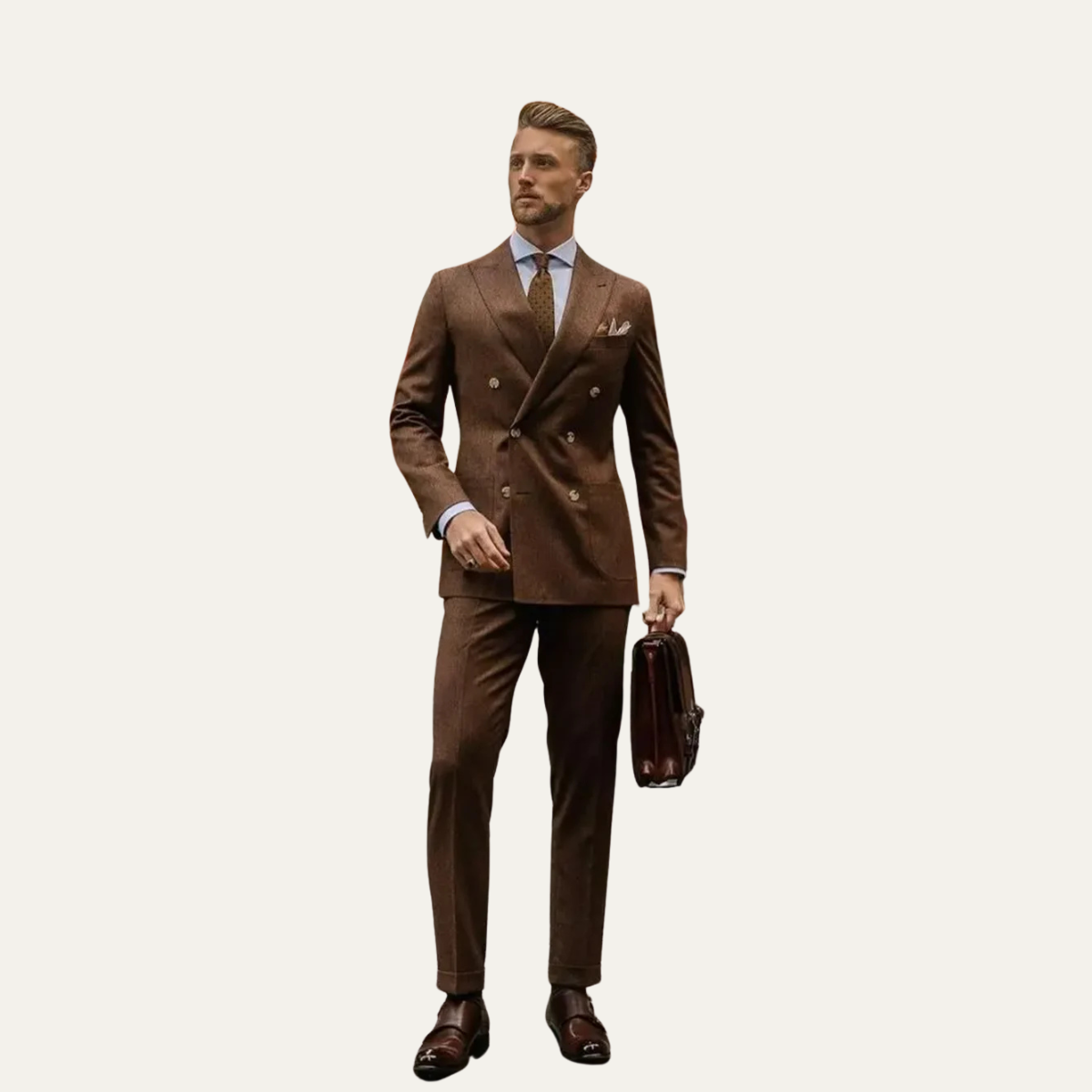Classic 2 Piece Brown Slim Fit Mens Suit