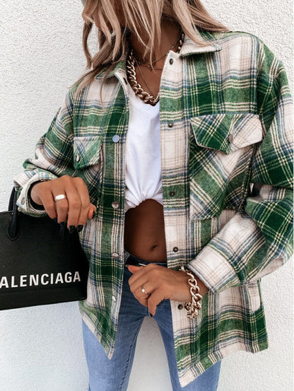 Cozy Plaid Flannel Shirt Jacket for Women