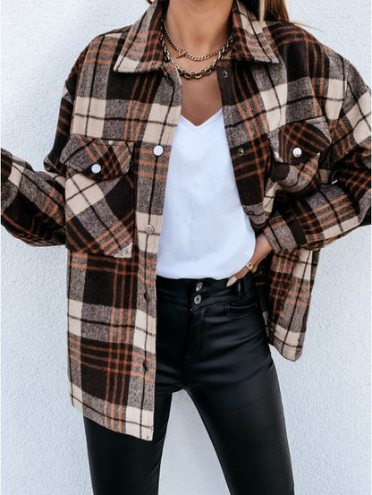Cozy Plaid Flannel Shirt Jacket for Women - Nocini