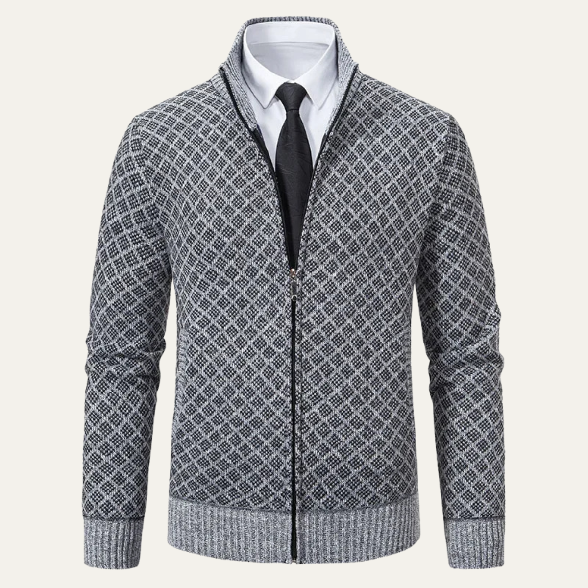 Warm Mens Knitted Zipper Cardigan Sweater
