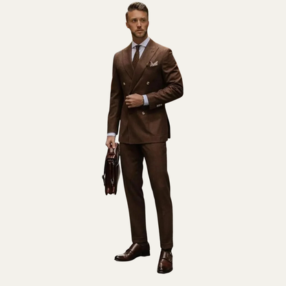 Classic 2 Piece Brown Slim Fit Mens Suit