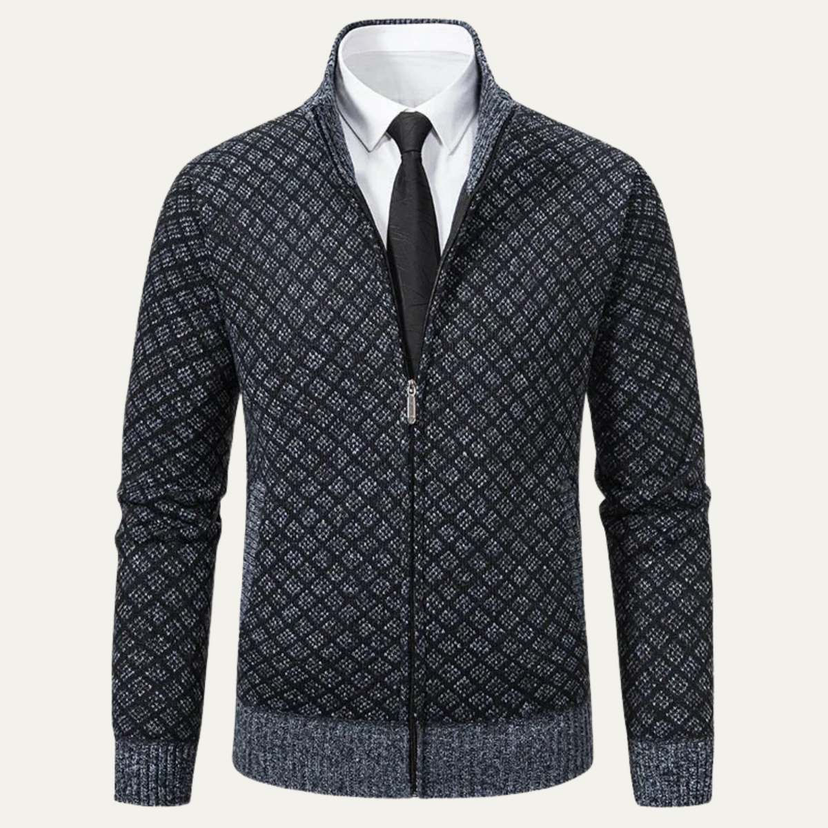 Warm Mens Knitted Zipper Cardigan Sweater