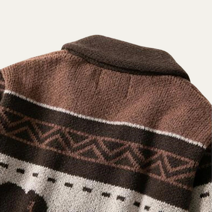 Classic Mens Vintage Buffalo Plaid Sweater Cardigan