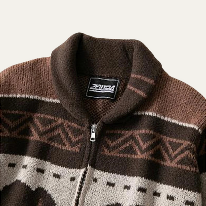 Classic Mens Vintage Buffalo Plaid Sweater Cardigan