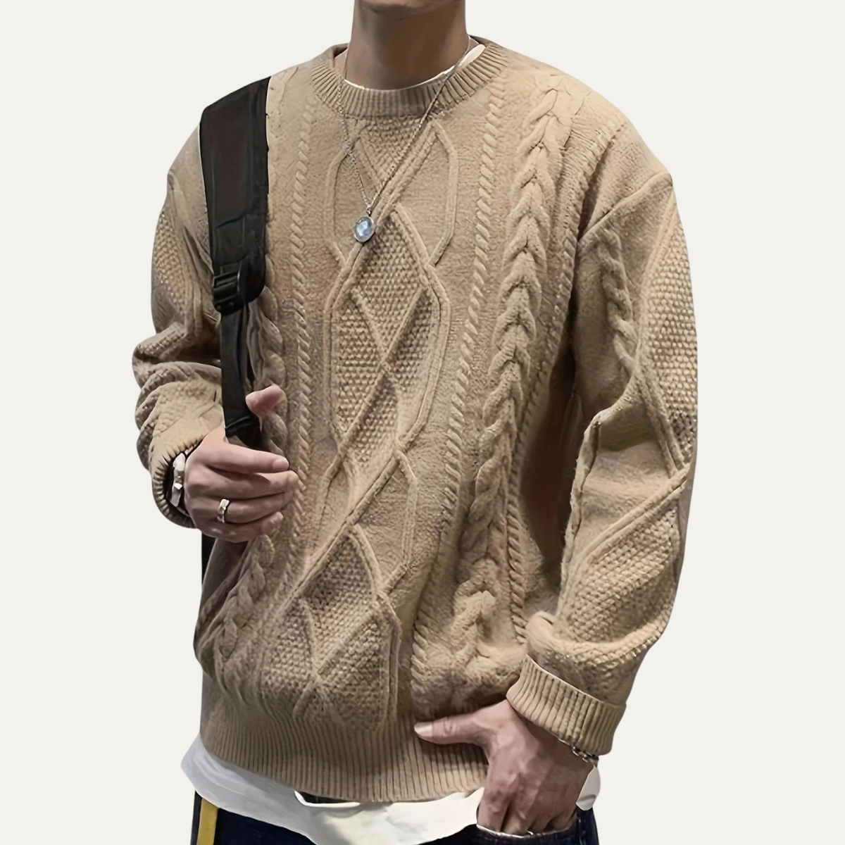 Cozy Mens Thick Cable Knit Winter Sweater
