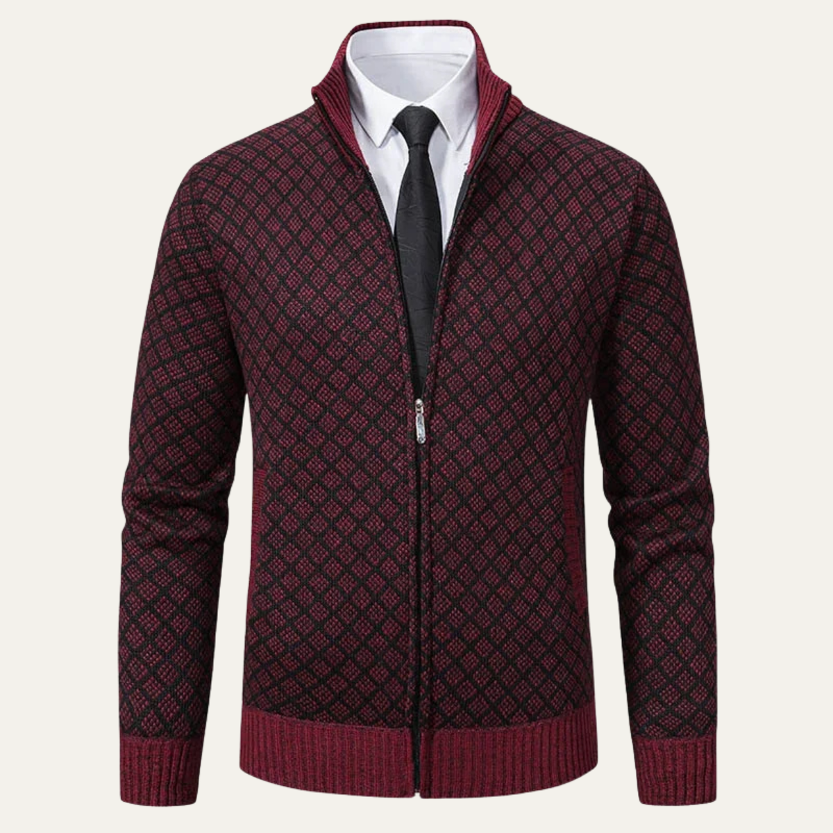 Warm Mens Knitted Zipper Cardigan Sweater