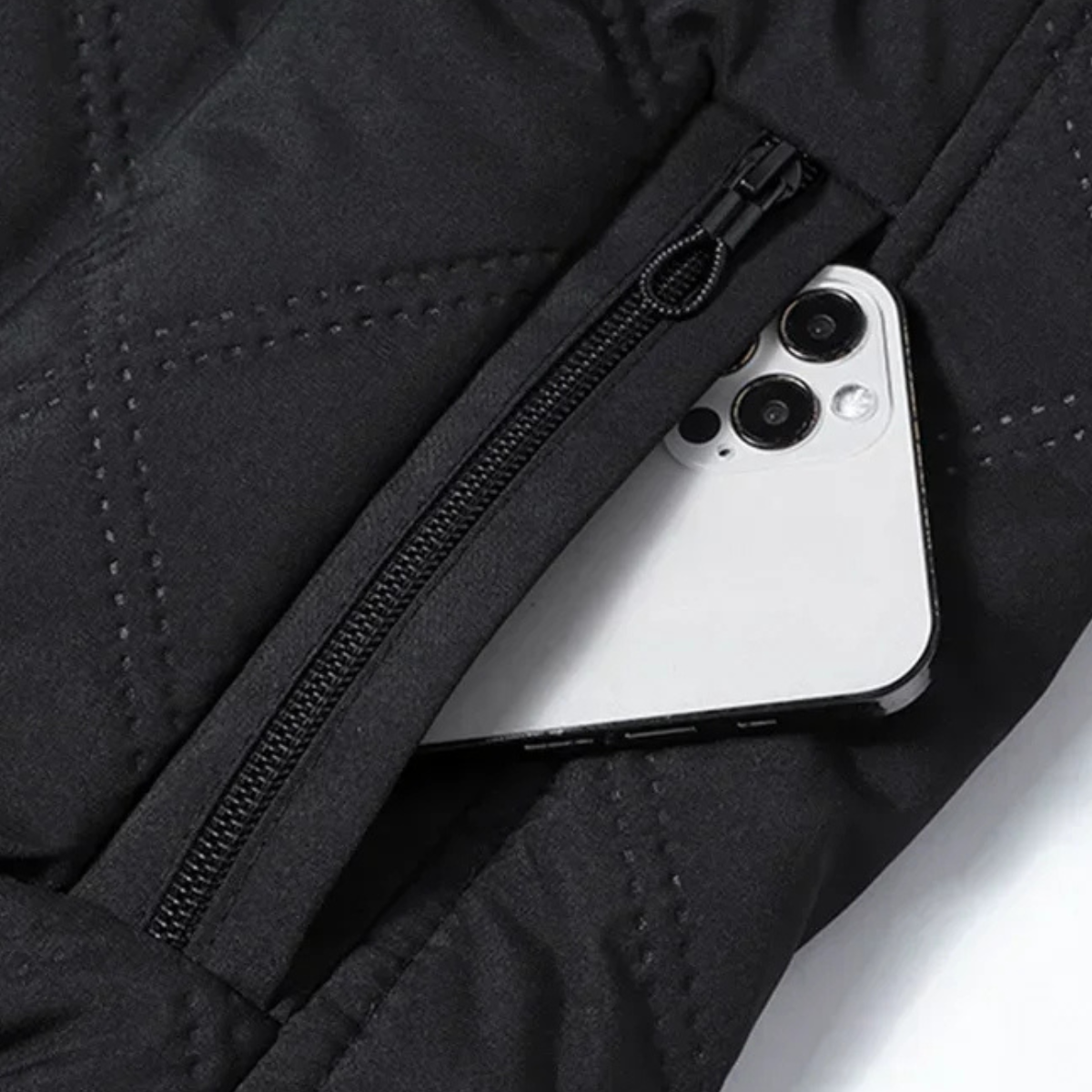Thermal Quilted Men's Jacket with Diamond Pattern
