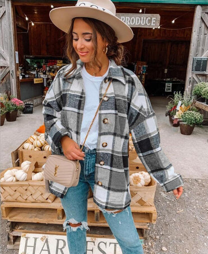 Cozy Checkered Women's Long Sleeve Shirt