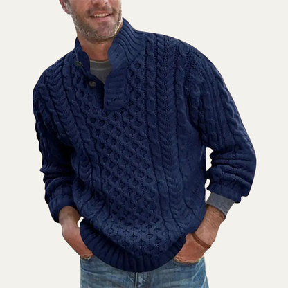 Thick Cable Knit Crew Neck Men's Sweater