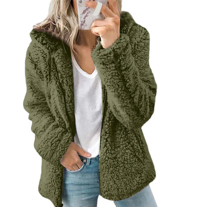 Cozy Women's Hooded Fleece Sherpa Coat