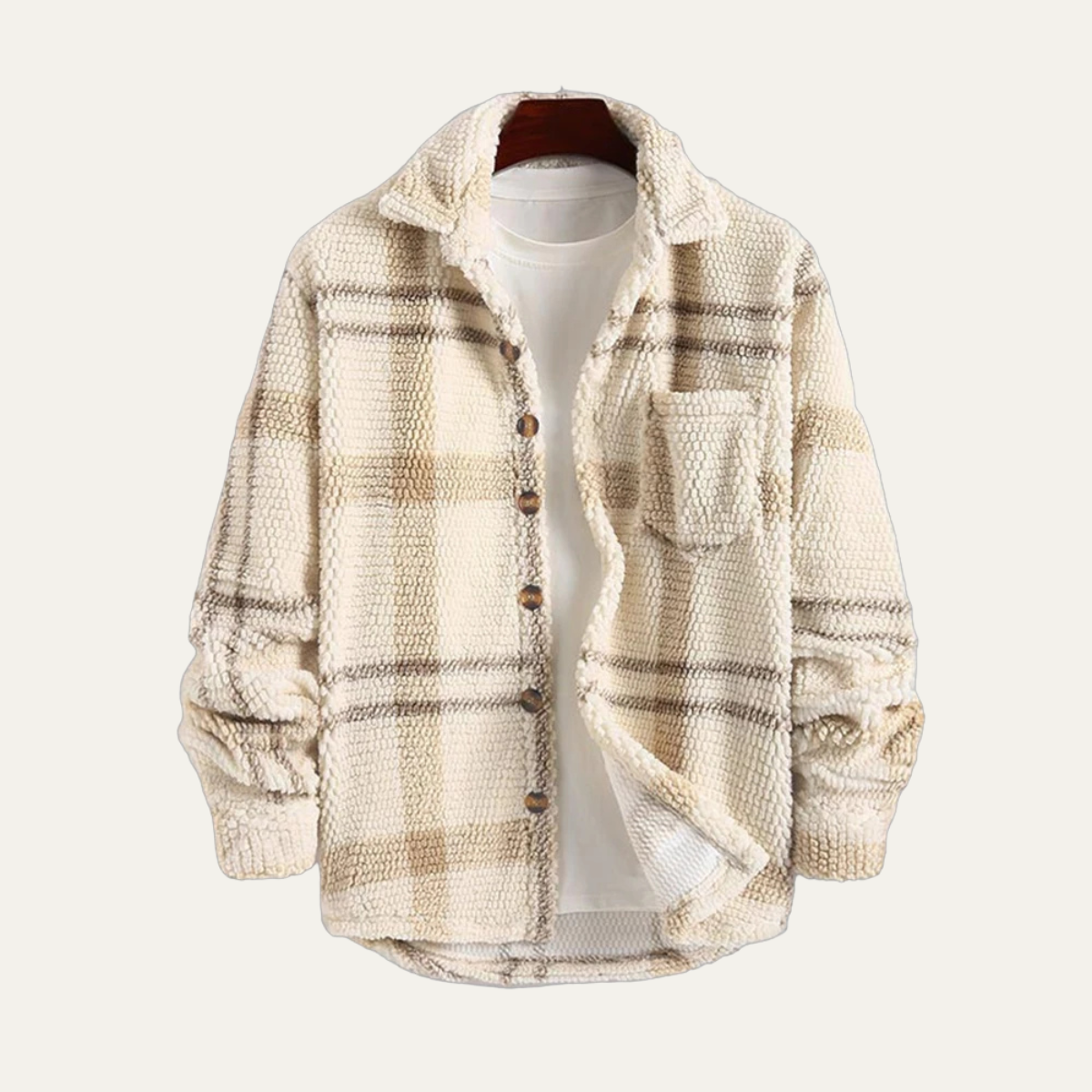 Classic Plaid Fleece Jacket for Men with Pockets