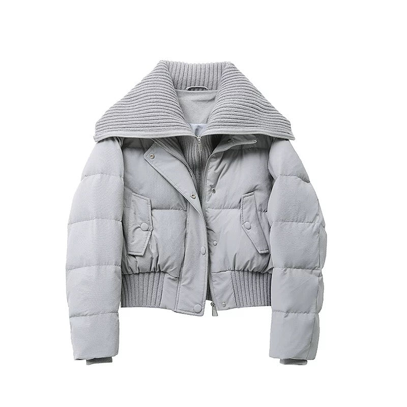 Warm Quilted Down Jacket | Oversized High Neck Coat