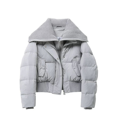 Warm Quilted Down Jacket | Oversized High Neck Coat