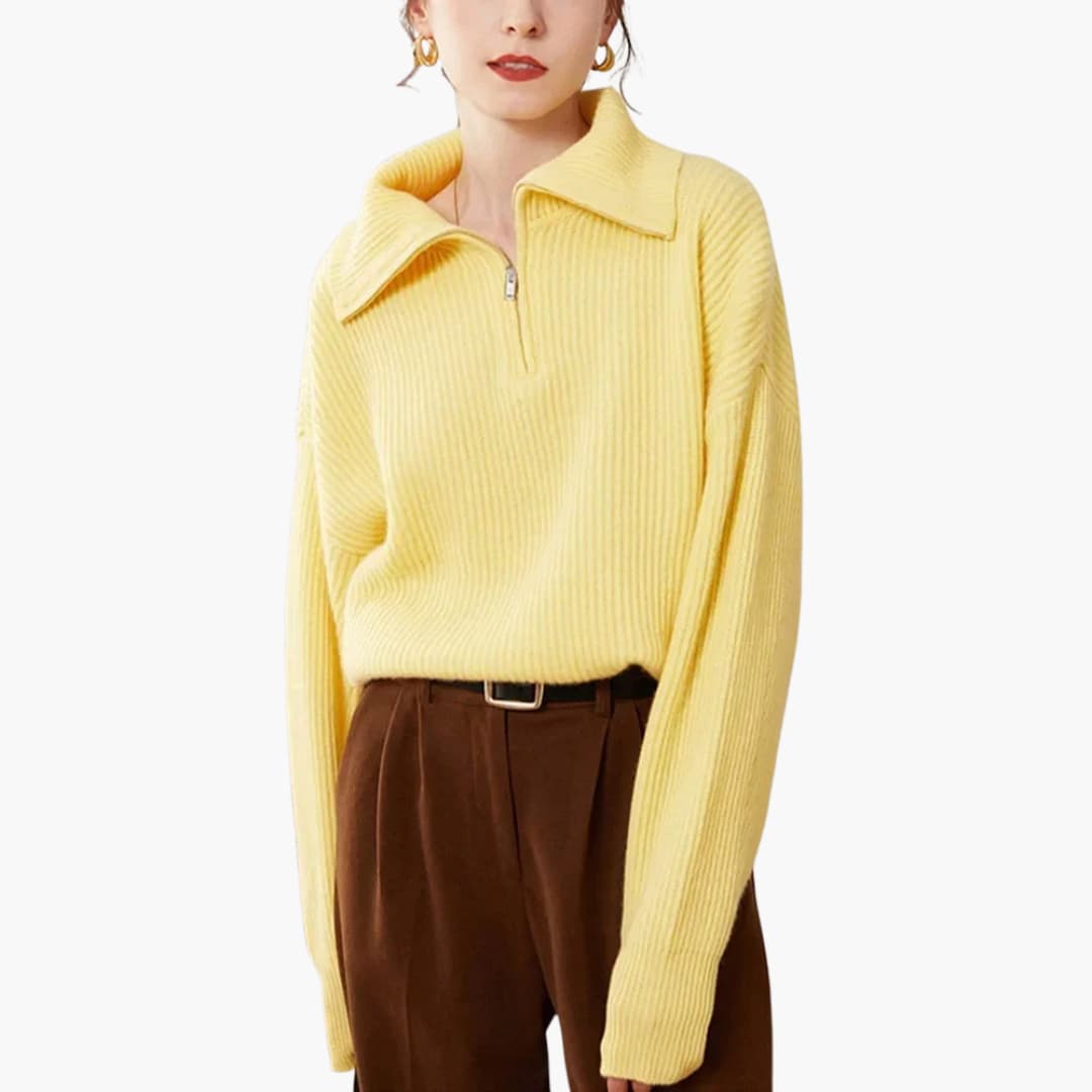 Women's Zip Up Ribbed Knit Sweater