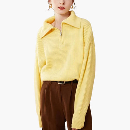 Women's Zip Up Ribbed Knit Sweater