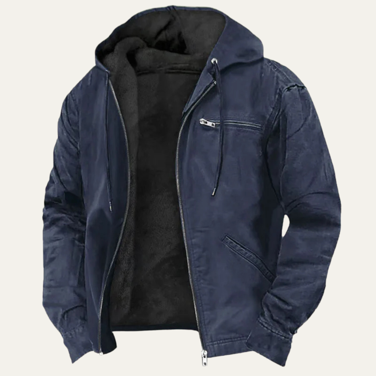 Men's Cozy Fleece Lined Vintage Hoodie Jacket