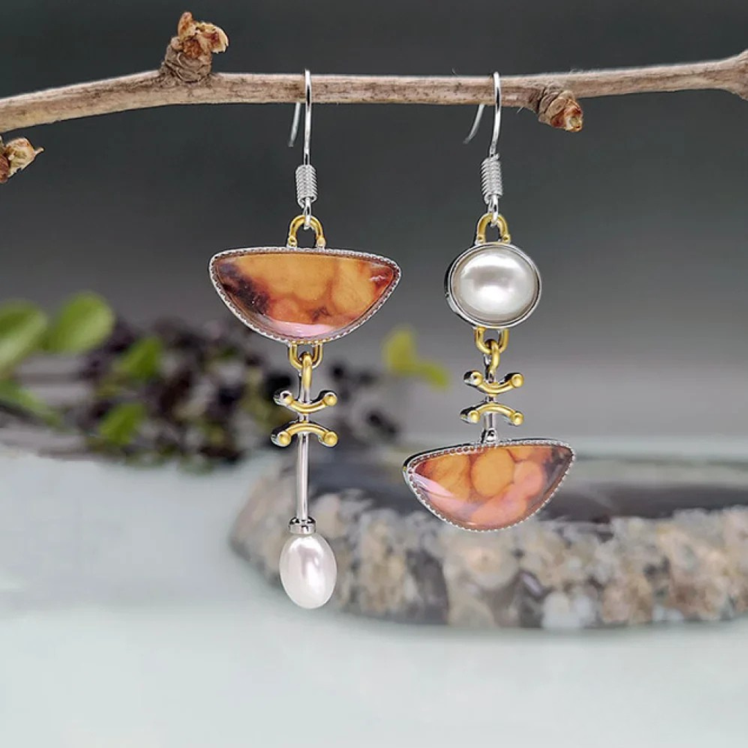Vibrant Citrine Stone Drop Earrings - Nocini