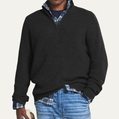 Warm Mens Merino Wool Half Zip Sweater