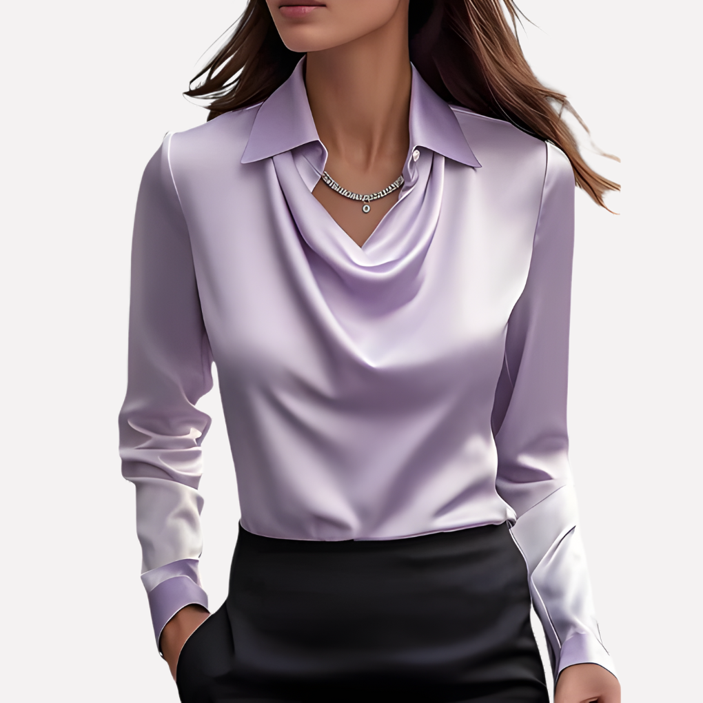 Elegant Silk Blouse with Folded Neckline