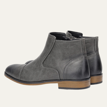 Stylish Men's Leather Side Zip Ankle Boots