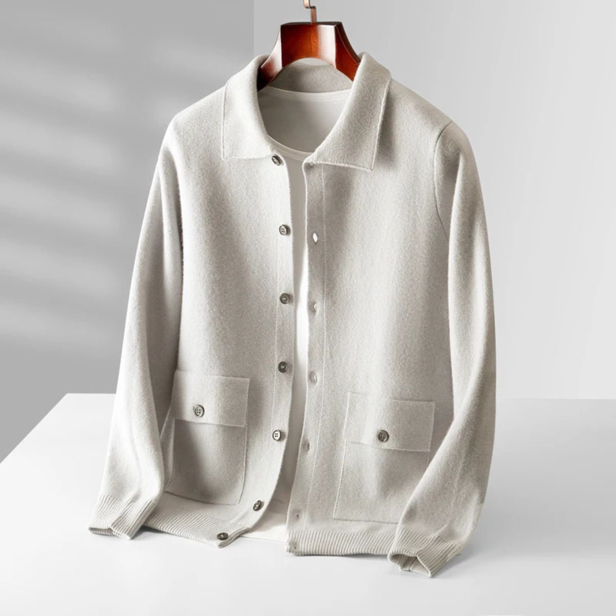 Soft Merino Wool Mens Knit Cardigan Sweater