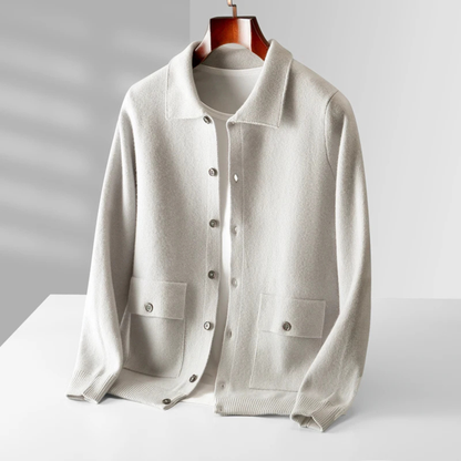 Soft Merino Wool Mens Knit Cardigan Sweater
