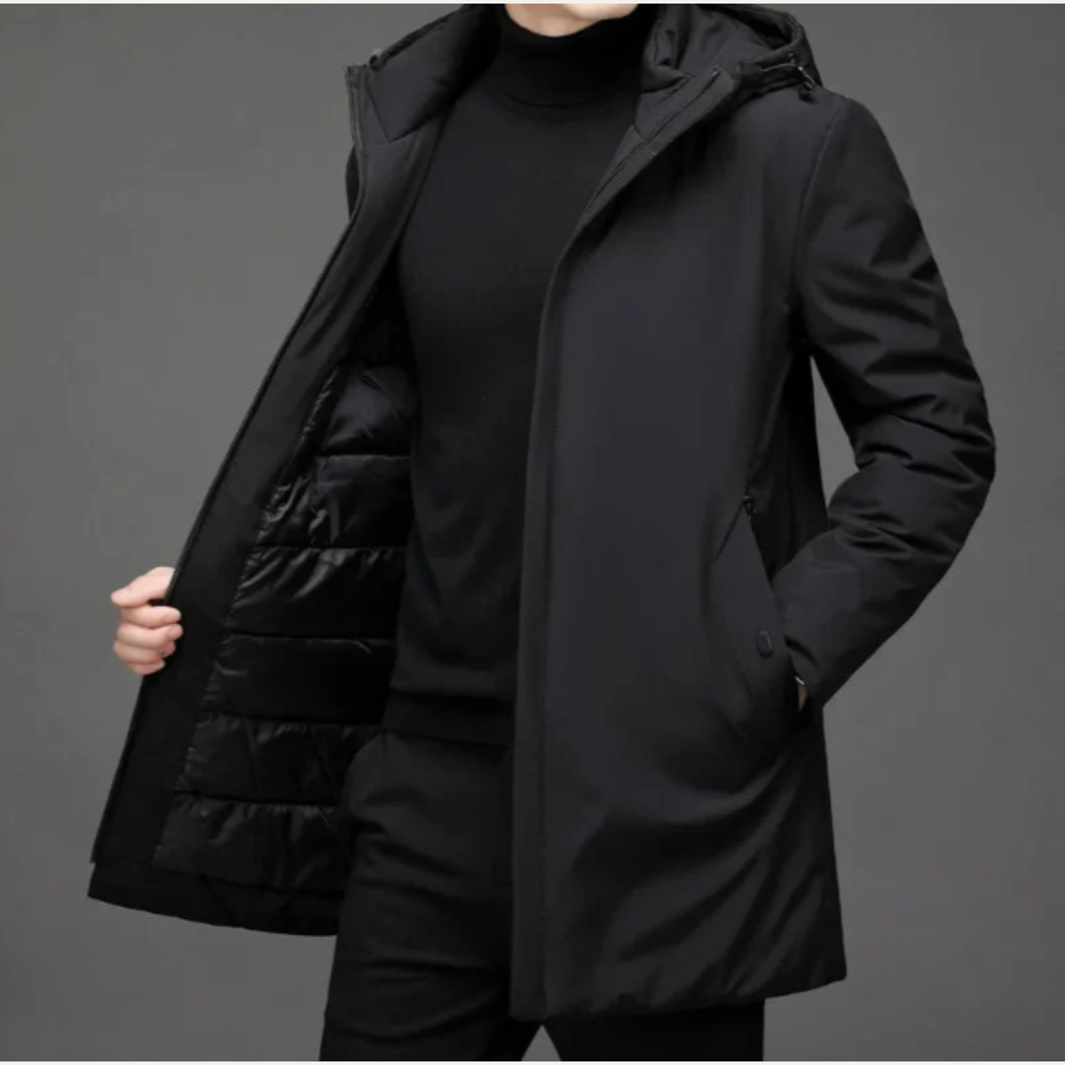 Waterproof Men's Slim Fit Insulated Hooded Coat
