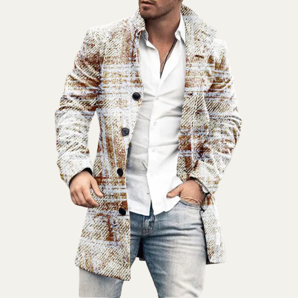 Mens Multi Colour Geometric Parka Jacket with Pockets