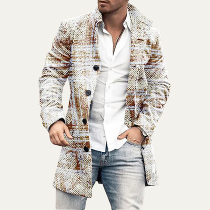Mens Multi Colour Geometric Parka Jacket with Pockets