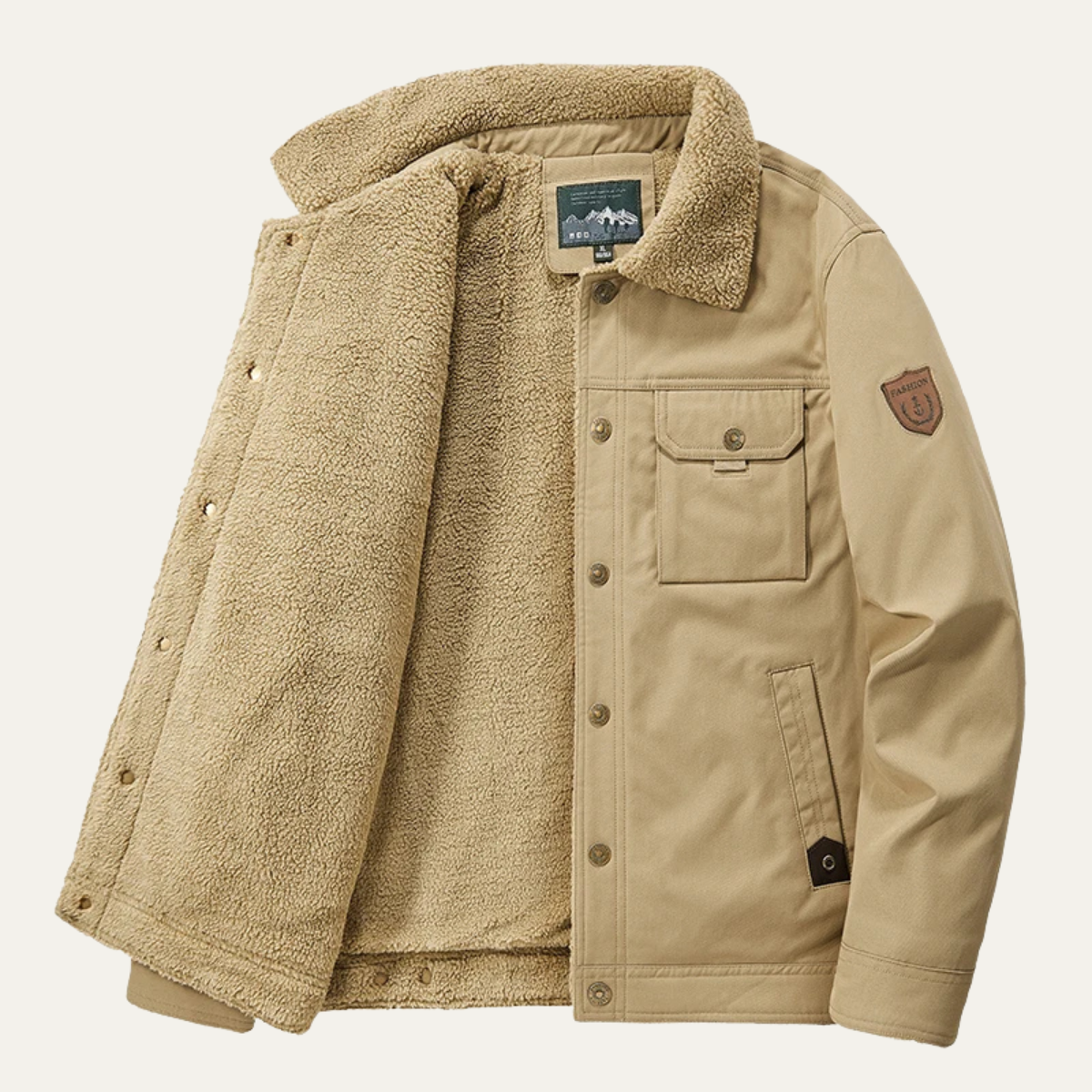 Warm Men's Fleece Lined Sherpa Coat Outdoor Jacket - Nocini