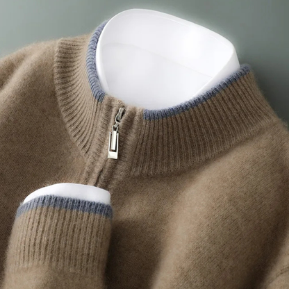 Cozy Men's Cashmere Zip Up Sweater